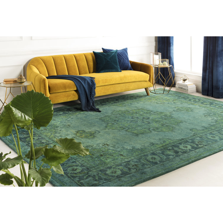 Hand Tufted Blue Wool Rectangular Area Rug