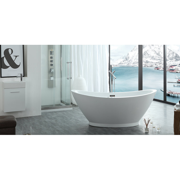Iris 68.5'' White Acrylic Freestanding Soaking Bathtub