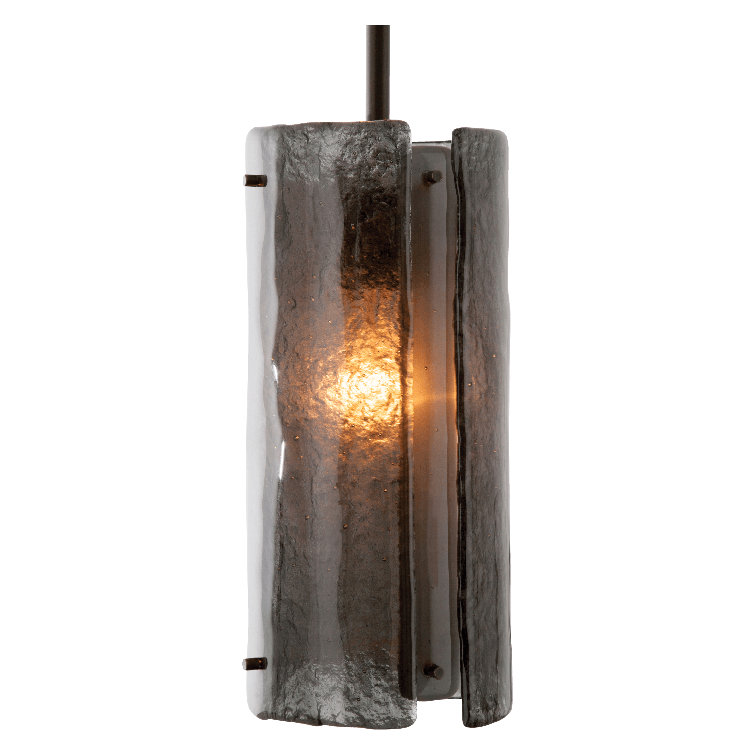 Textured Glass Mini Drum Pendant Light in Bronze