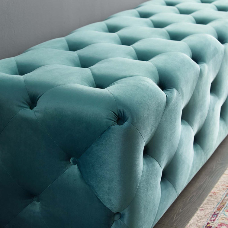 Amour Sea Blue 48" Tufted Velvet Entryway Bench