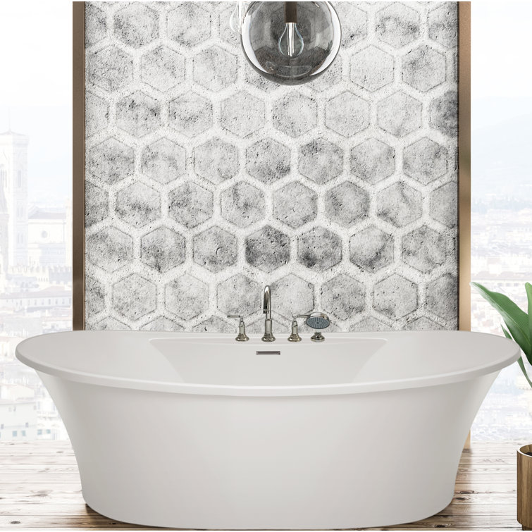 Breanne 66'' White Freestanding Acrylic Soaking Bathtub