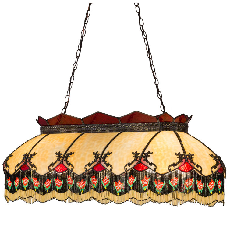 Isabella Honey Amber Glass and Brass 6-Light Pendant