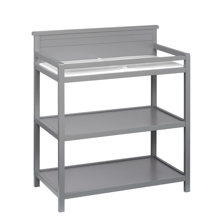 Dove Gray Universal Baby Changing Station with Pad and Safety Strap