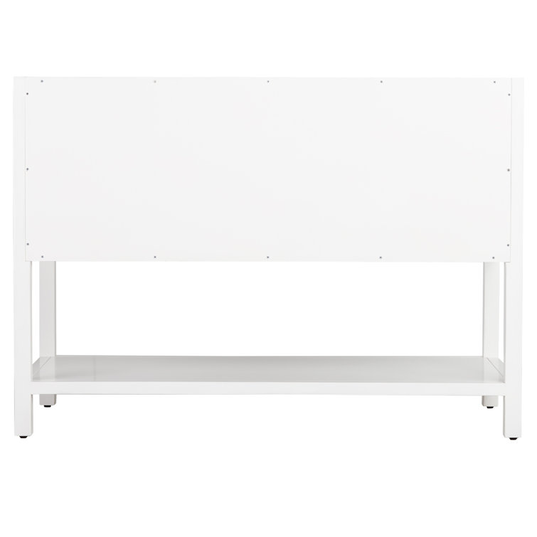 White Mahogany Freestanding Single Bathroom Vanity with Carrara Marble Top