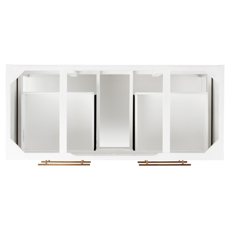 White Mahogany Freestanding Single Bathroom Vanity with Carrara Marble Top