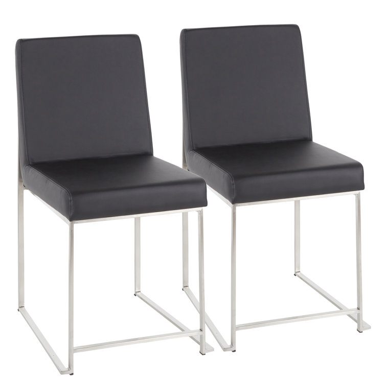 Fuji Contemporary High Back Faux Leather Dining Chair in Black
