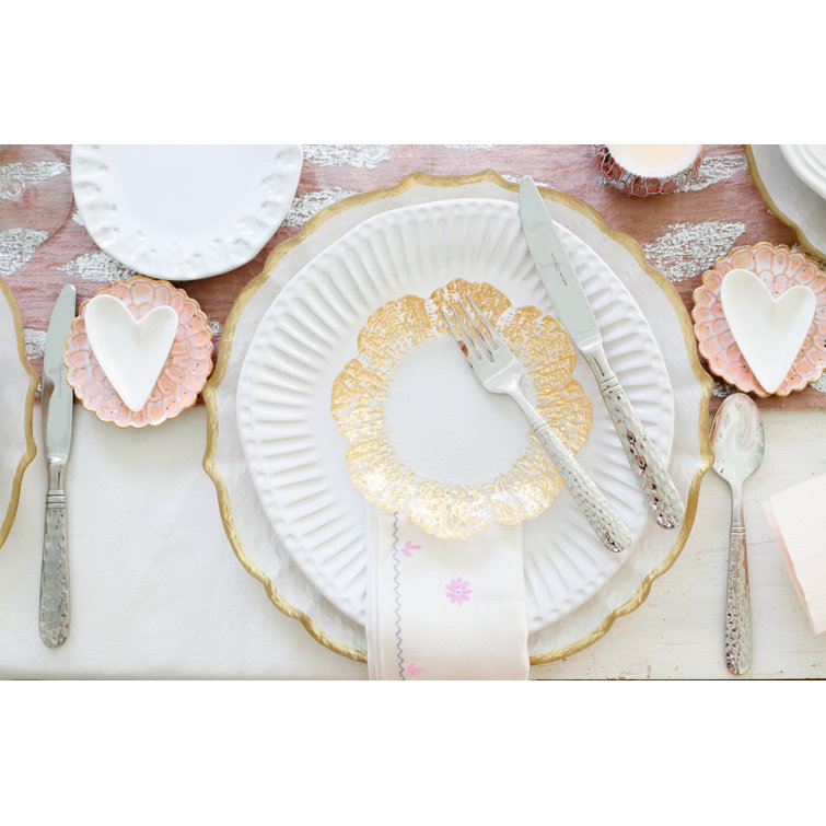 Elegant Gold-Plated Glass Canape Plate with Scallop Embellishment