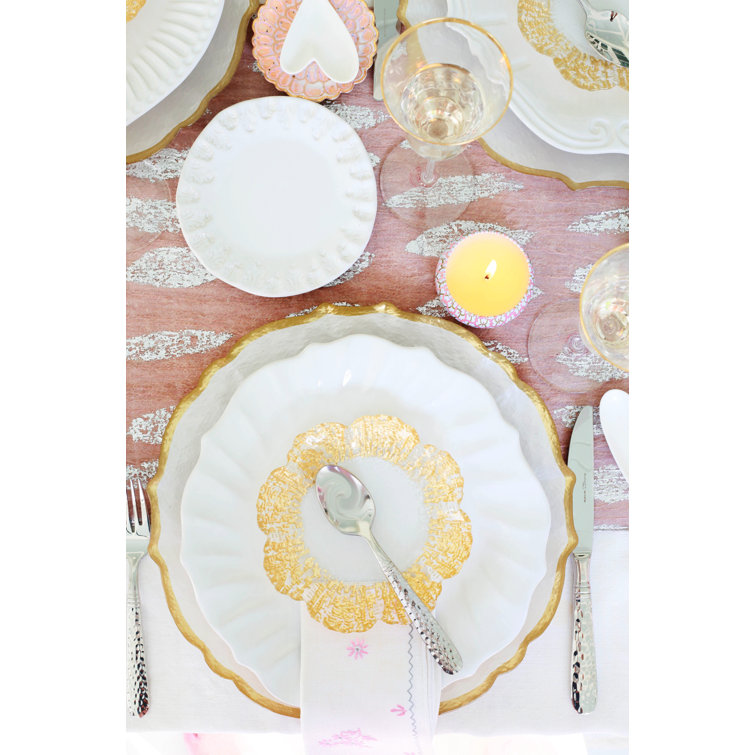 Elegant Gold-Plated Glass Canape Plate with Scallop Embellishment