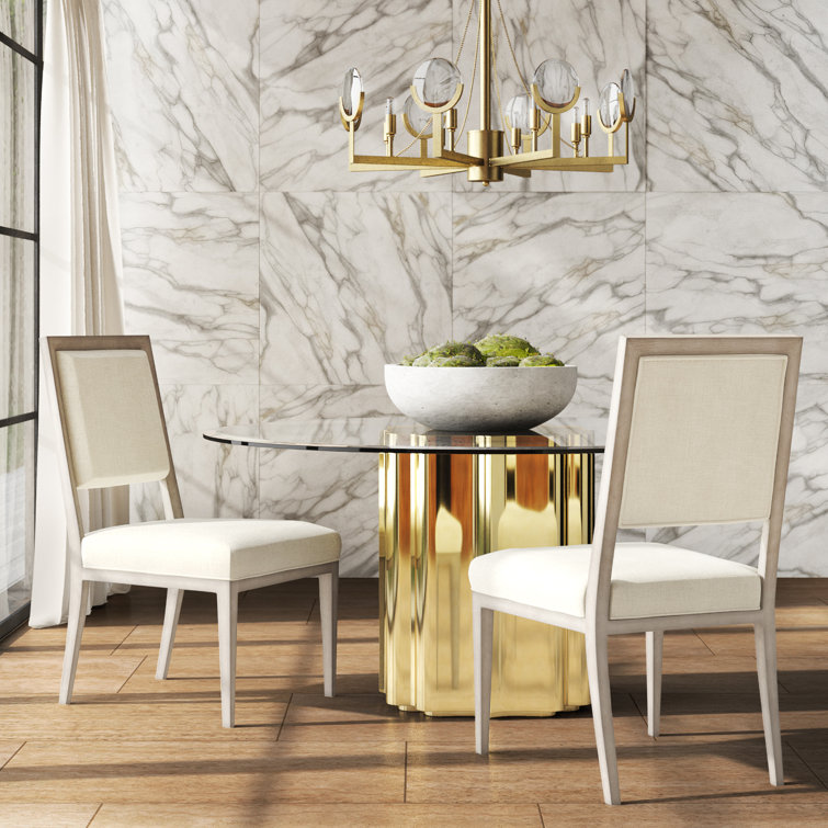 Gray Linen Upholstered Transitional Side Chair