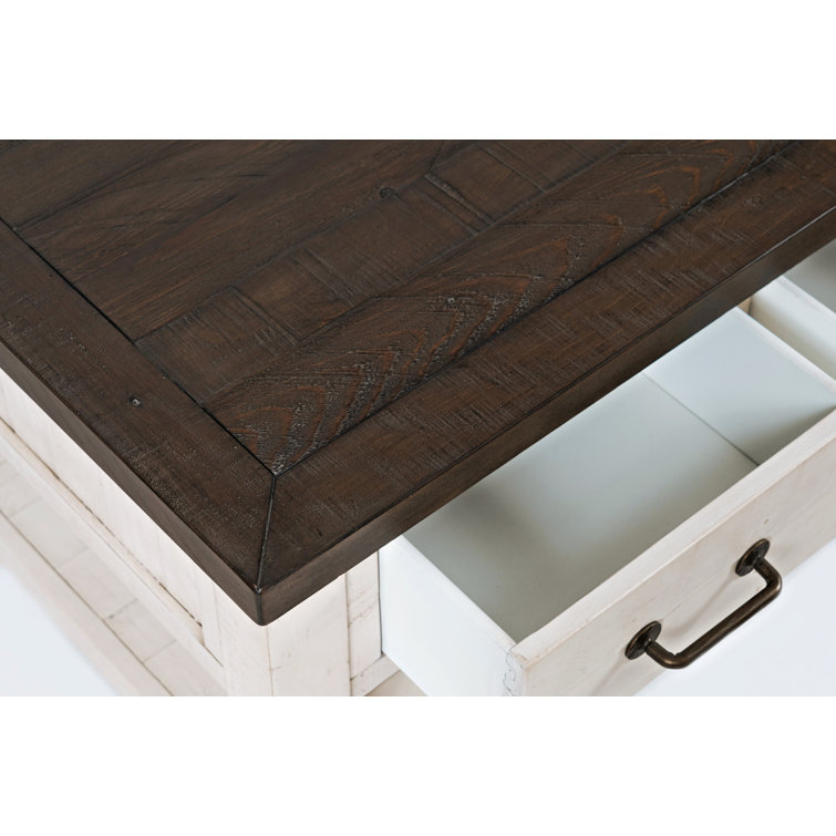 Rustic Reclaimed Pine 48" White Cocktail Table with Storage