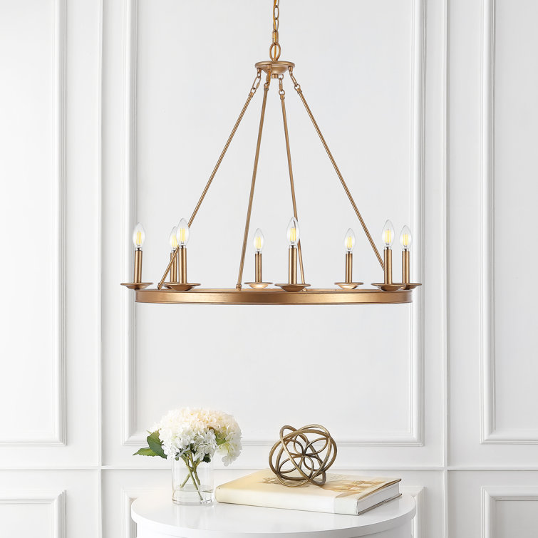 Contemporary Gold Painted Minimalist Metal Circle Chandelier