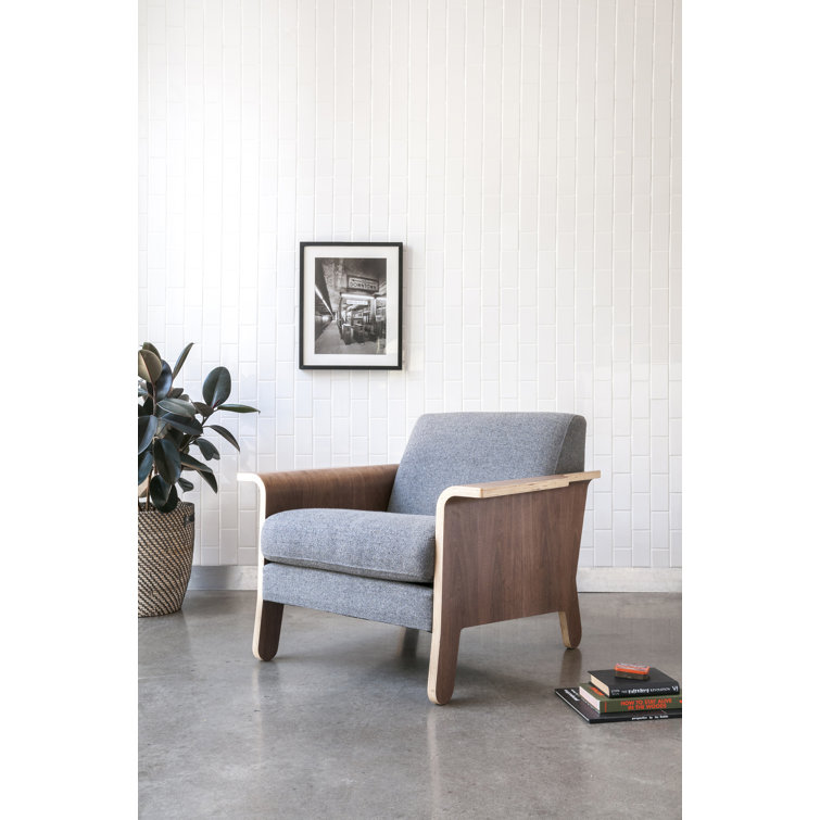 Saddle Brown Top-Grain Leather Club Chair with Walnut Frame
