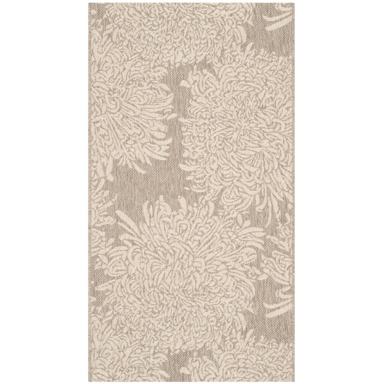 Handmade Light Beige Floral Rectangular Viscose Area Rug