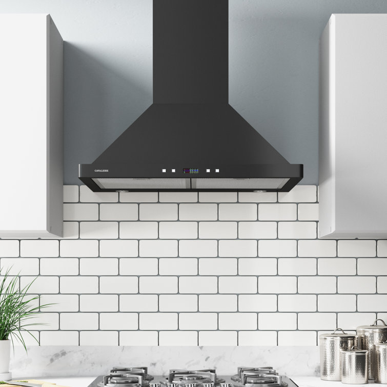 30-Inch Matte Black Stainless Steel Convertible Wall Mount Range Hood