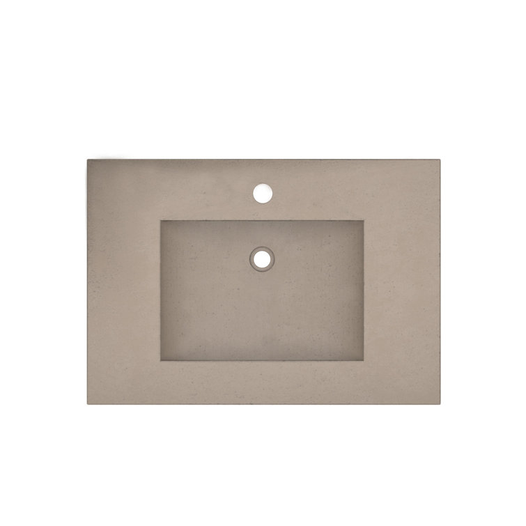 Matte Grey Granite Rectangular Integrated Sink Vanity Top