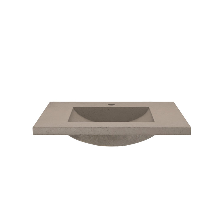 Matte Grey Granite Rectangular Integrated Sink Vanity Top