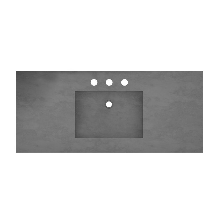 48.5" Matte Grey Stone Integrated Rectangular Sink Vanity Top