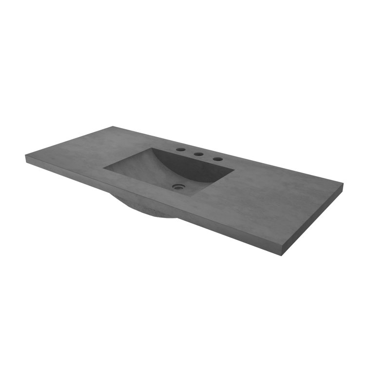 48.5" Matte Grey Stone Integrated Rectangular Sink Vanity Top