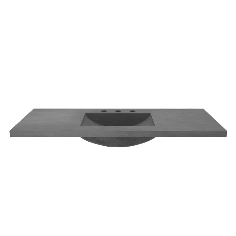 48.5" Matte Grey Stone Integrated Rectangular Sink Vanity Top
