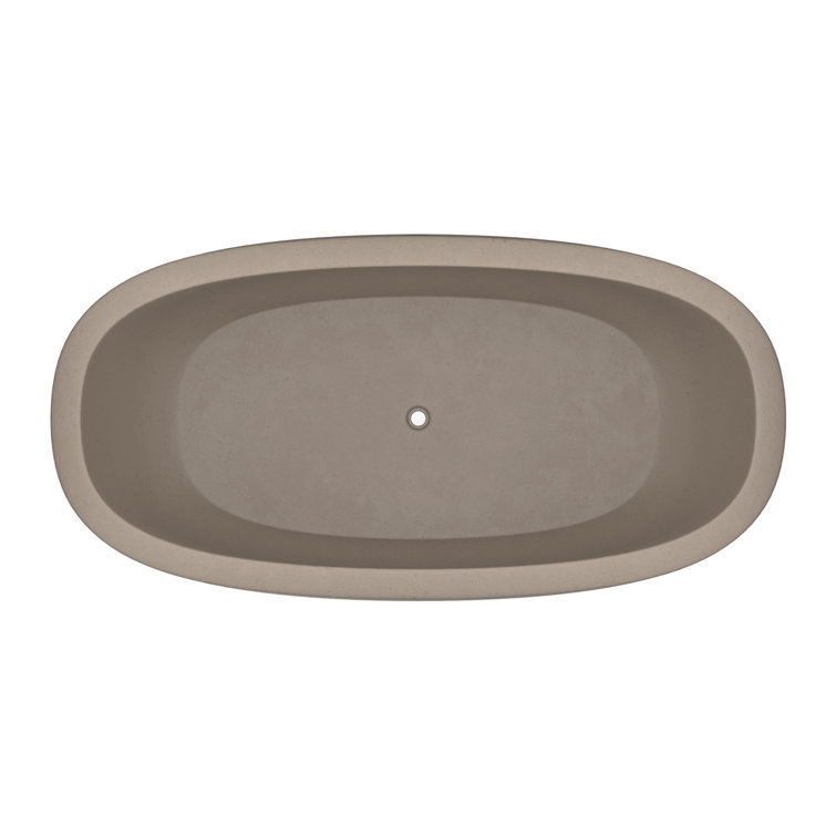 Rustic Elegance 72" Oval Freestanding Soaker Tub in Natural Concrete