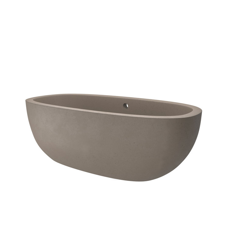 Rustic Elegance 72" Oval Freestanding Soaker Tub in Natural Concrete