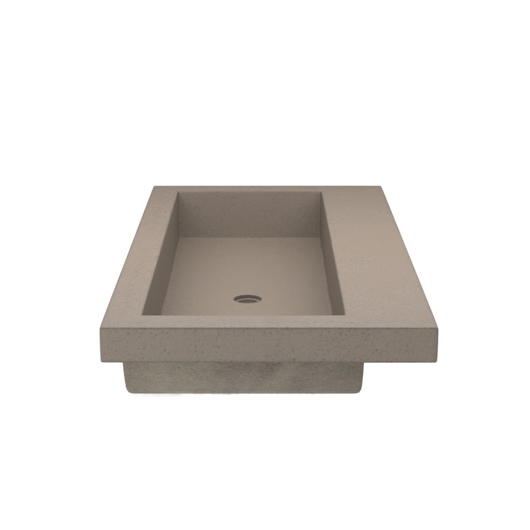 Modern Trough 36" Rectangular Bathroom Sink in Earth Stone