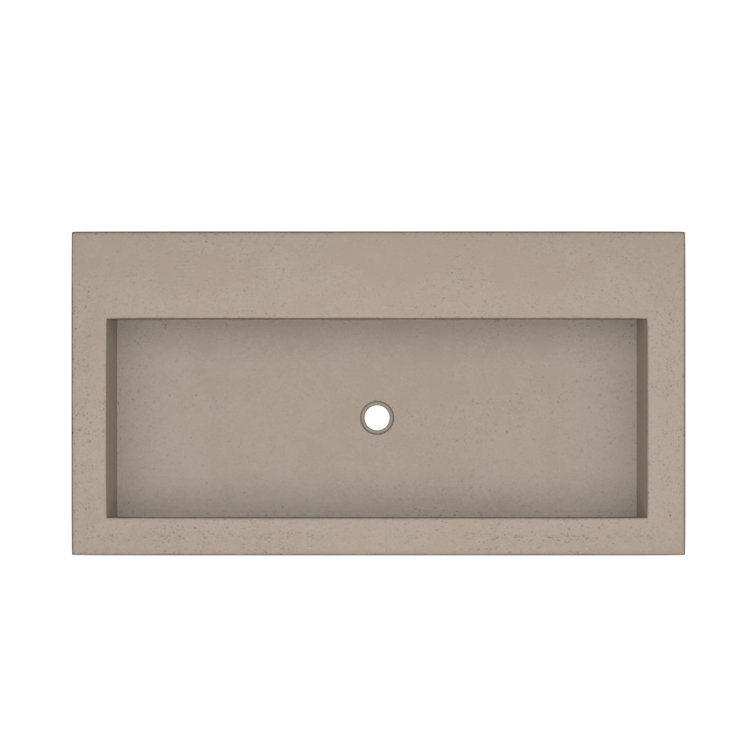 Modern Trough 36" Rectangular Bathroom Sink in Earth Stone