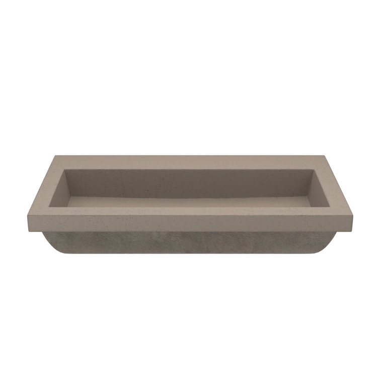Modern Trough 36" Rectangular Bathroom Sink in Earth Stone