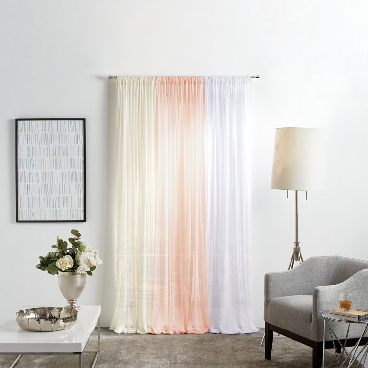 Ivory Sheer Pleated Rod Pocket 95" Window Panel