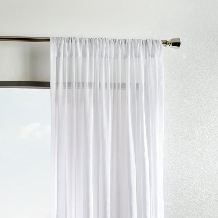 84" White Sheer Pleated Rod Pocket Window Panels