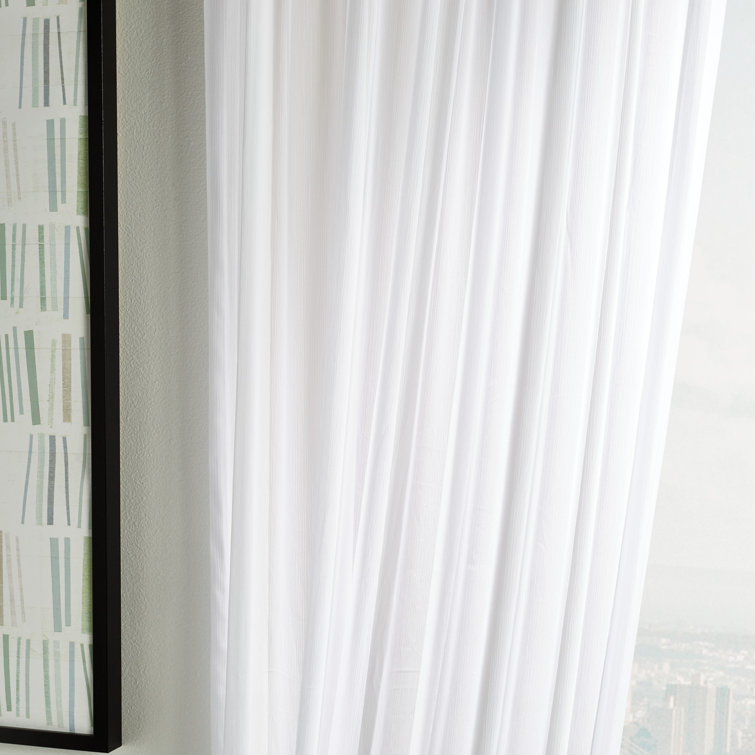 84" White Sheer Pleated Rod Pocket Window Panels