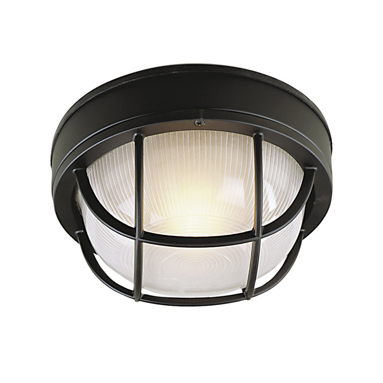 Matte Black Glass Outdoor Flush Mount Ceiling Light