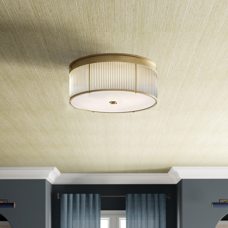 Allen 18" Natural Brass and Glass Rod Flush Mount Light