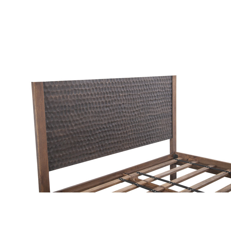 Santa Cruz King Platform Bed with Hand-Carved Wood and Iron Accents