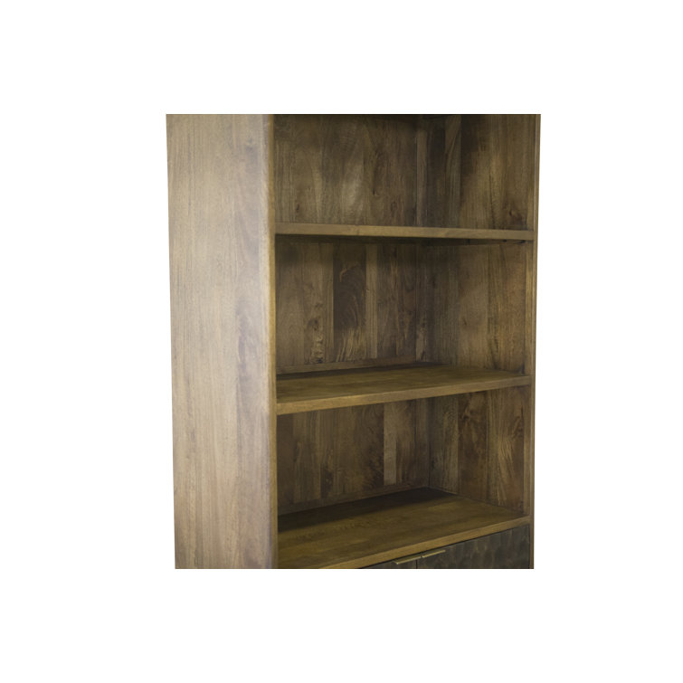 Santa Cruz Vertical Mango Wood Bookcase with Iron Accents