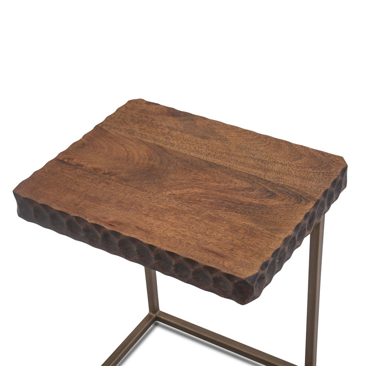Vallarta Medium Brown Mango Wood and Metal Side Table