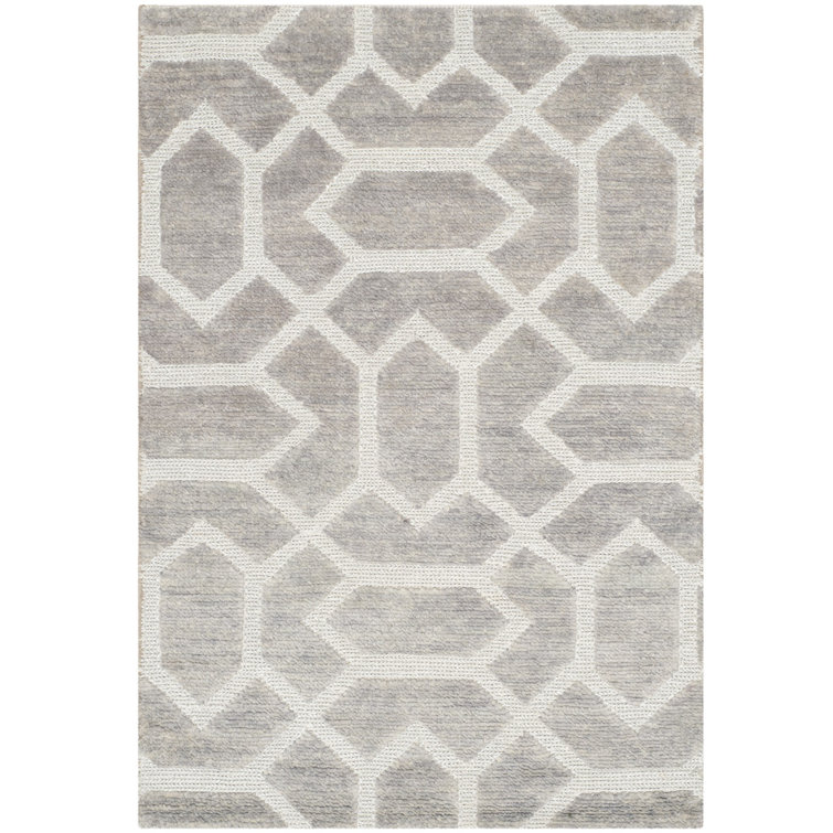 Santa Fe Hand-Knotted Gray Wool 2' x 3' Accent Rug