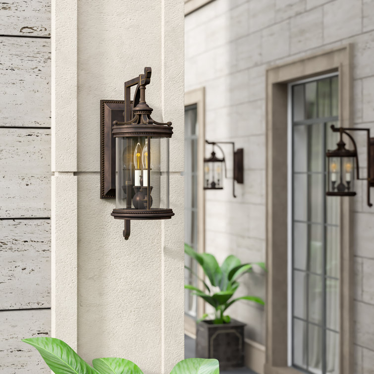 Bronze Dimmable Lantern Sconce with Clear Glass Shade