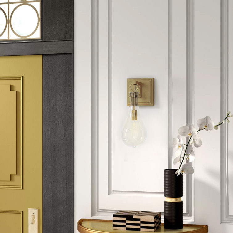 Antique Brass Sconce with Clear Glass Shade