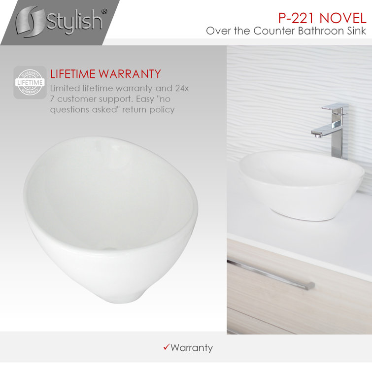Elegant White Ceramic Oval Vessel Bathroom Sink