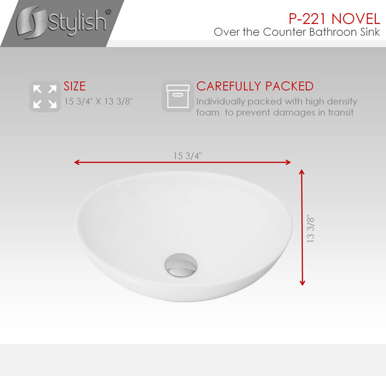 Elegant White Ceramic Oval Vessel Bathroom Sink