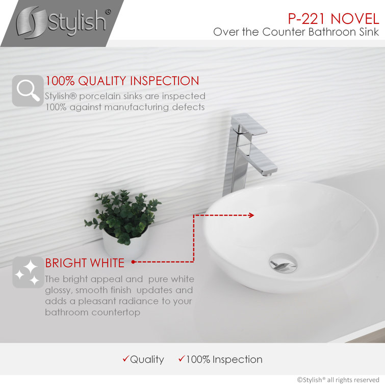 Elegant White Ceramic Oval Vessel Bathroom Sink