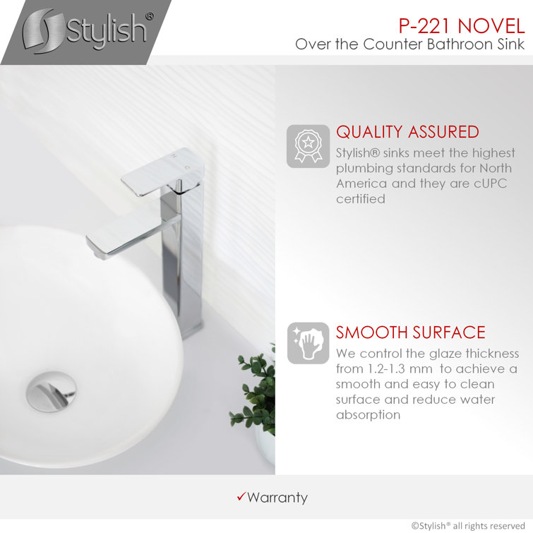 Elegant White Ceramic Oval Vessel Bathroom Sink