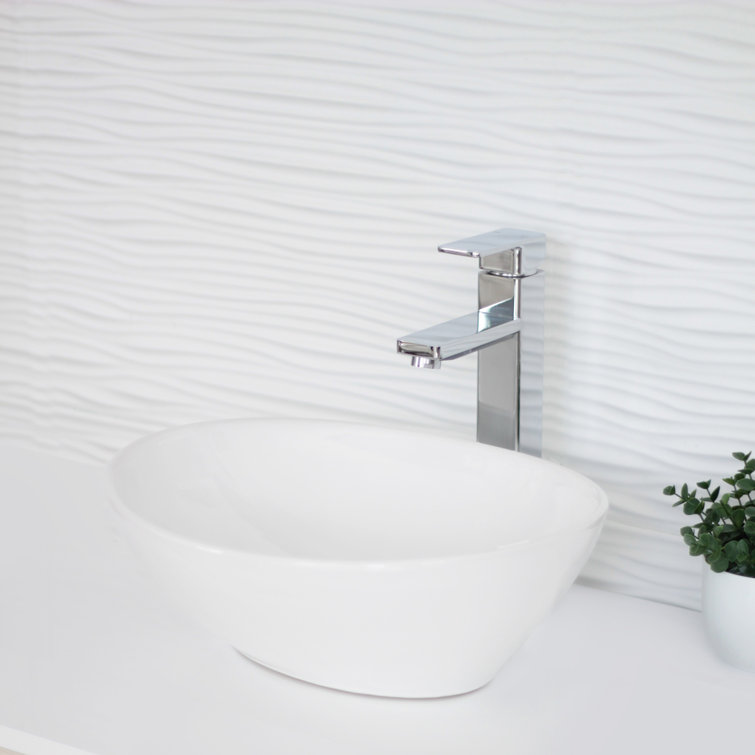 Elegant White Ceramic Oval Vessel Bathroom Sink
