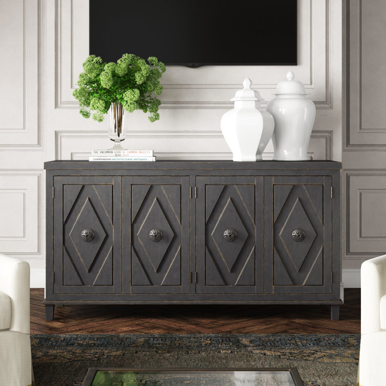 Gray Transitional 68.75'' Media Console with Cabinet