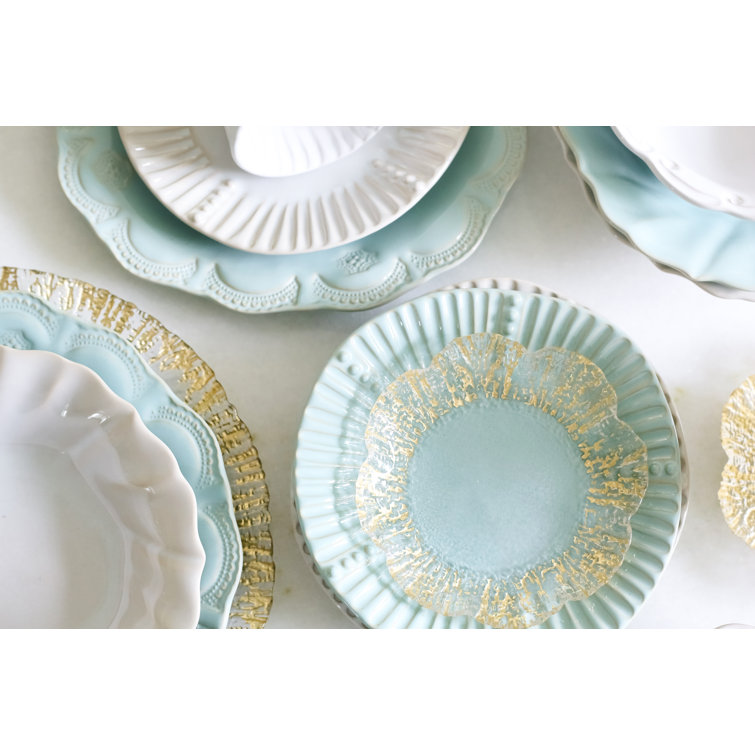 Elegant Gold-Plated Glass Canape Plate with Scallop Embellishment