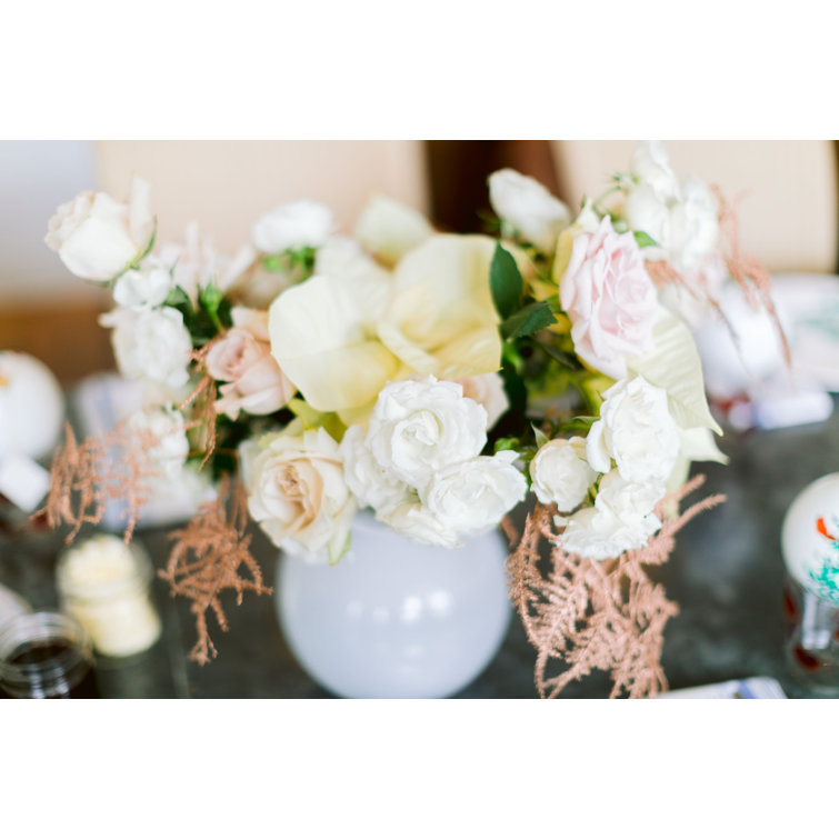 White Medium Fluted Glass Vase for Floral Arrangements