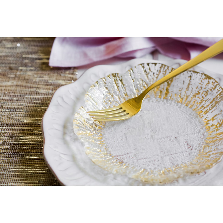 Elegant Gold-Plated Glass Canape Plate with Scallop Embellishment