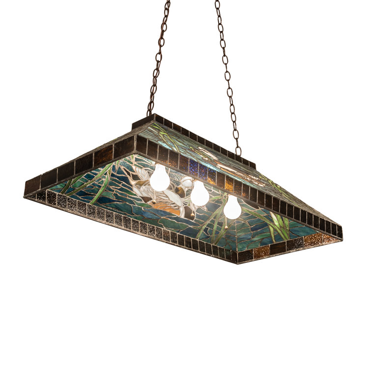 Mahogany Bronze Stained Glass Island Pendant Light