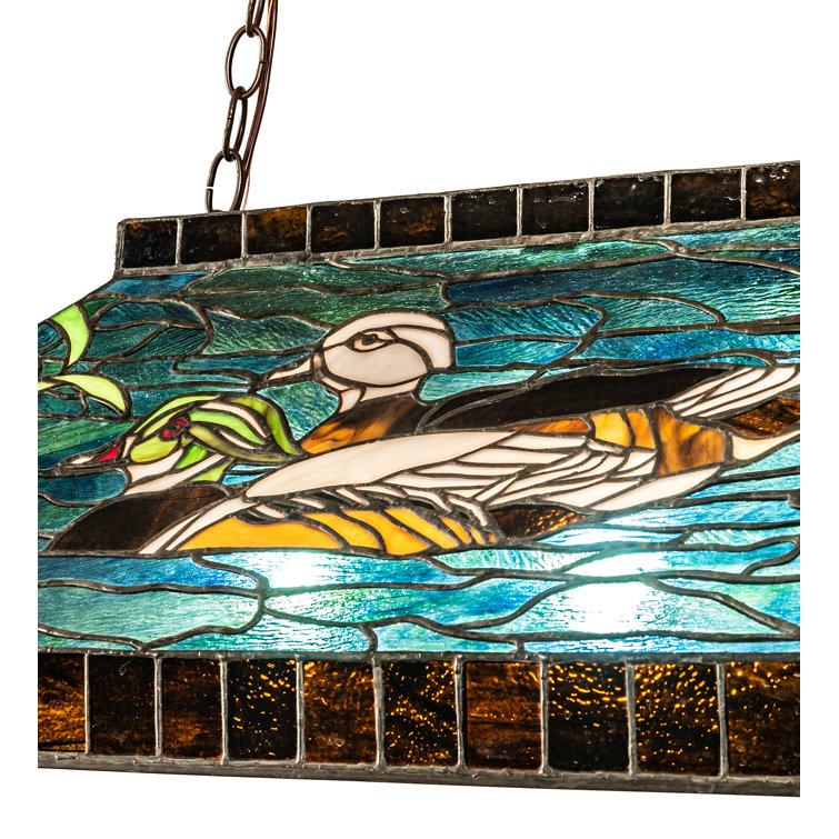 Mahogany Bronze Stained Glass Island Pendant Light